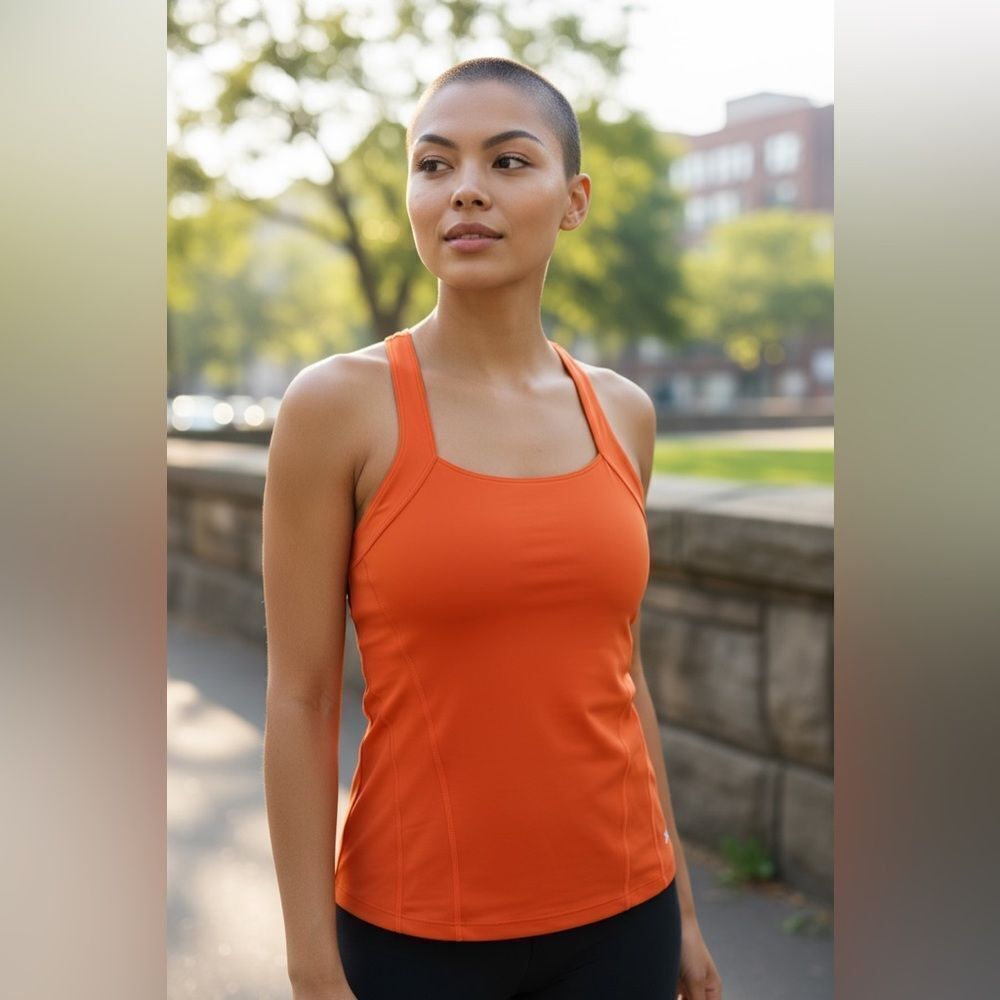 EUC Xersion Women's Orange Athletic Tank Top Built in Bra - Size Small